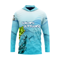 Bass King Blue Long Sleeve UPF Hoodie